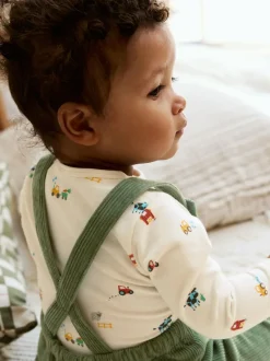 Next Green Farm Cord Dungarees and Bodysuit Set (0mths-2yrs) Online
