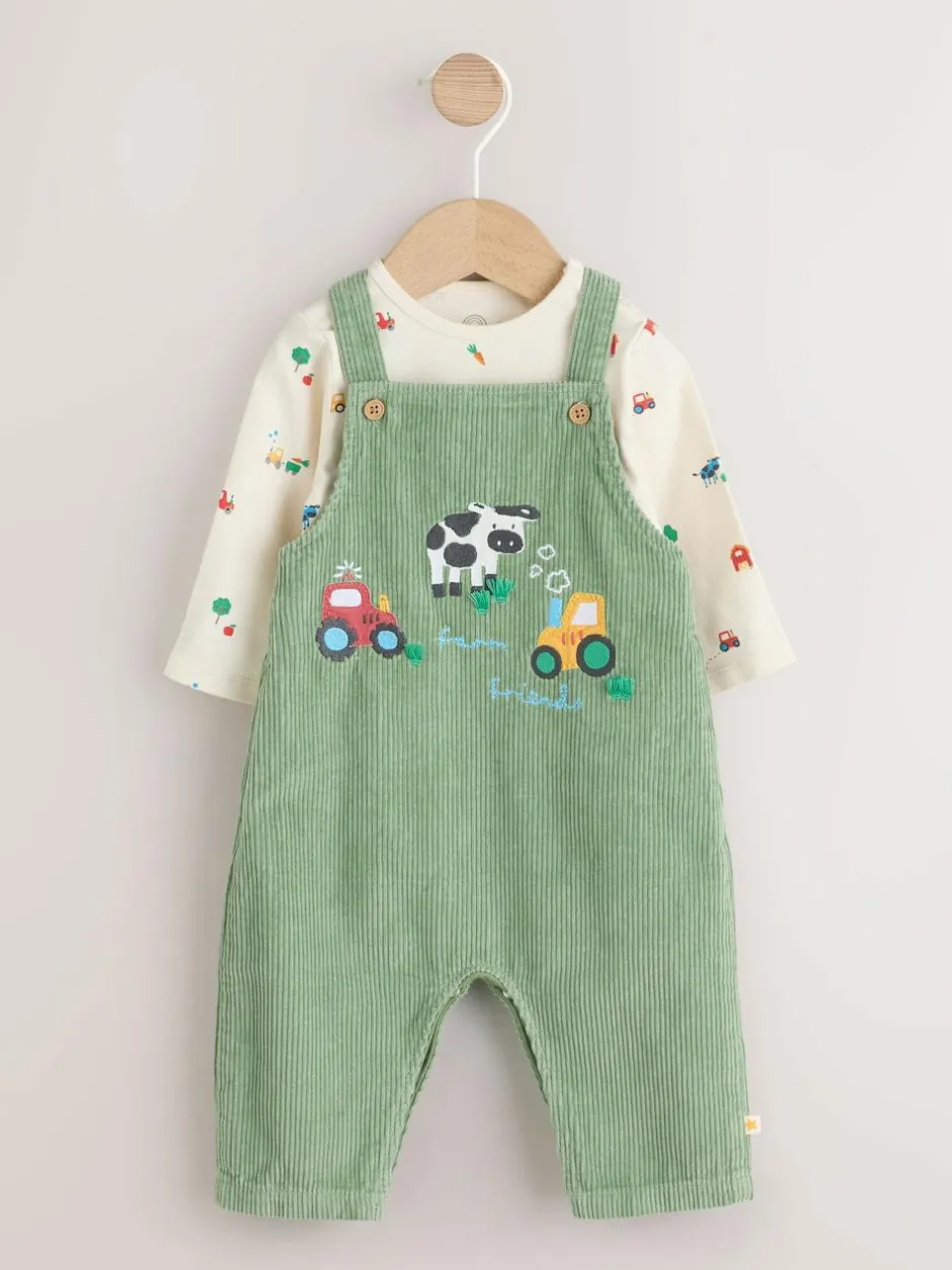 Next Green Farm Cord Dungarees and Bodysuit Set (0mths-2yrs) Online