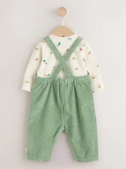 Next Green Farm Cord Dungarees and Bodysuit Set (0mths-2yrs) Online
