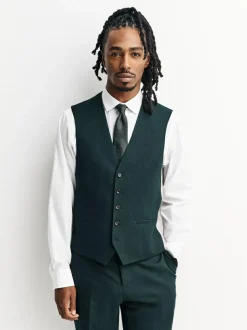 Next Green Flannel Suit Waistcoat Outlet