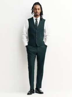 Next Green Flannel Suit Waistcoat Outlet