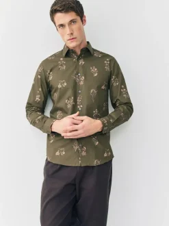Next Kew Garden Long Sleeve Shirt Green Floral