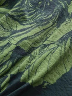 Next Print Puff Sleeve Midi Dress Green Floral Hot