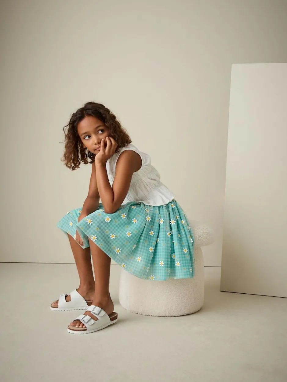 Next Pull On Mesh Skirt (3-16yrs) Green Gingham Daisy Sale