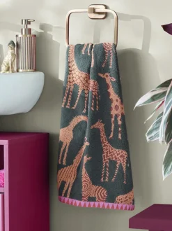 Next Green Giraffe Print 100% Cotton Towels Outlet