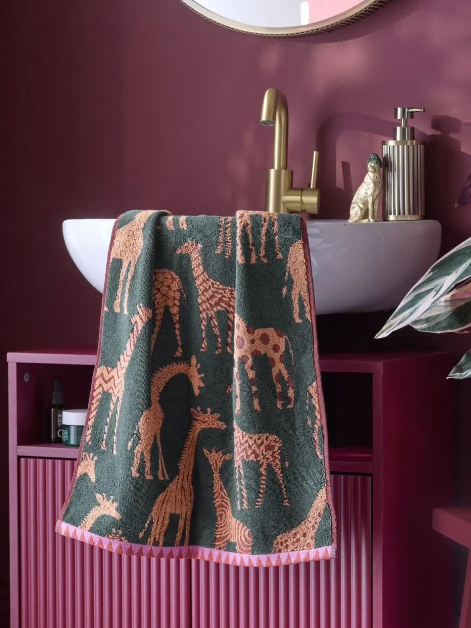 Next Green Giraffe Print 100% Cotton Towels Outlet