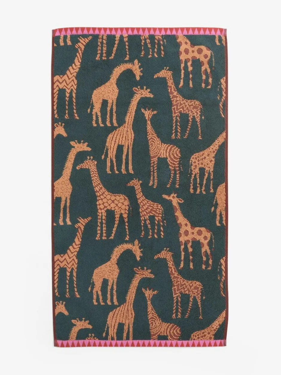 Next Green Giraffe Print 100% Cotton Towels Outlet