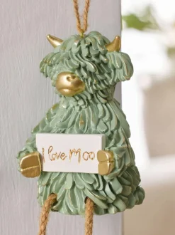 Next Green Hamish The Highland Cow I Love Moo Hanging Decoration Sale