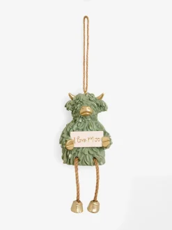 Next Green Hamish The Highland Cow I Love Moo Hanging Decoration Sale