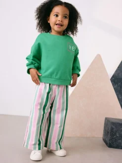 Next Green Hey Hi Sweatshirt & Wide Leg Trousers Set (3mths-7yrs) Clearance