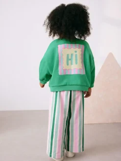 Next Green Hey Hi Sweatshirt & Wide Leg Trousers Set (3mths-7yrs) Clearance