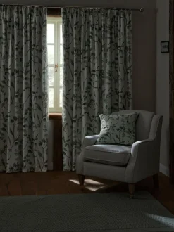 Next Isla Floral Print Pencil Pleat Blackout/Thermal Curtains Green Online