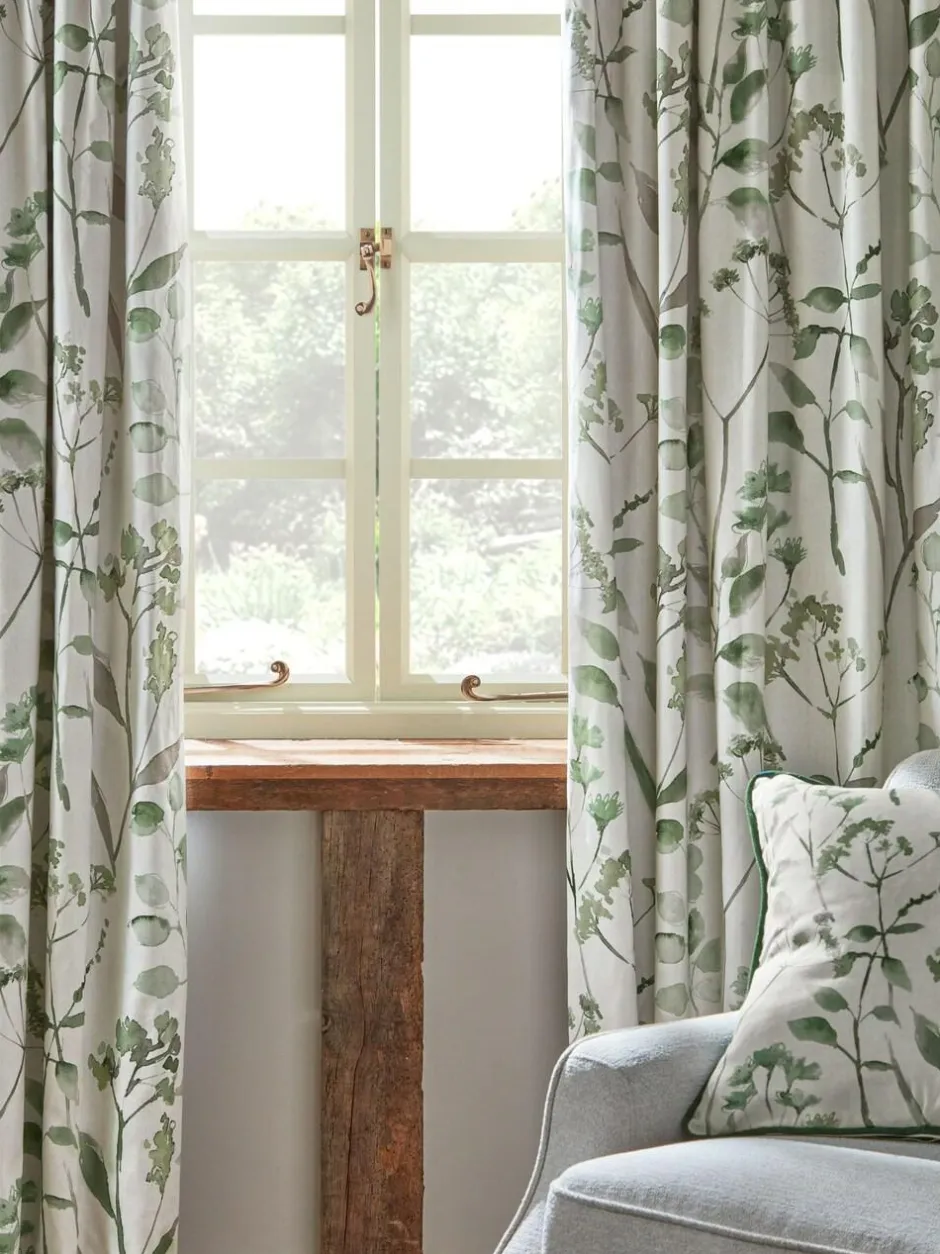 Next Isla Floral Print Pencil Pleat Blackout/Thermal Curtains Green Online