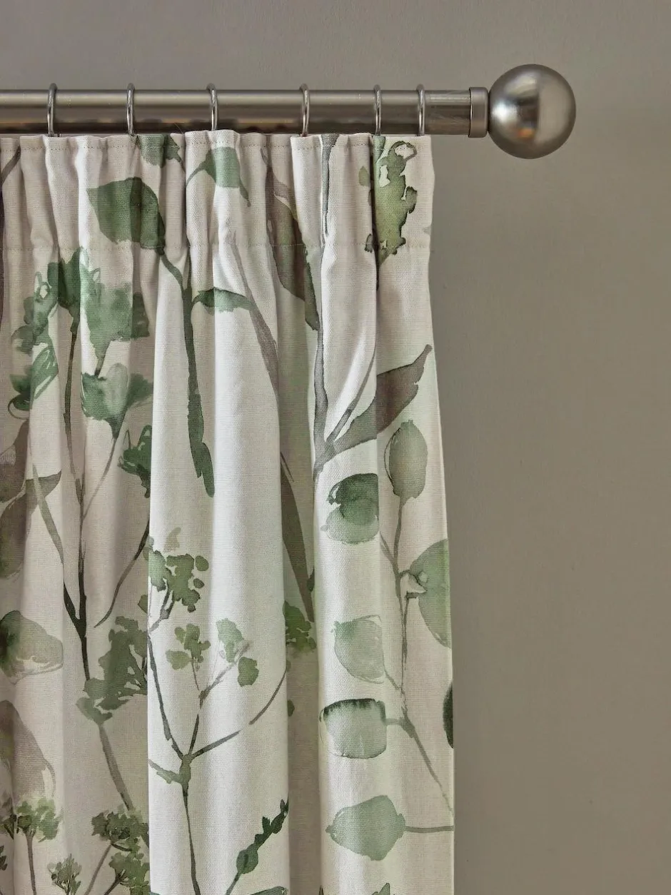 Next Isla Floral Print Pencil Pleat Blackout/Thermal Curtains Green Online