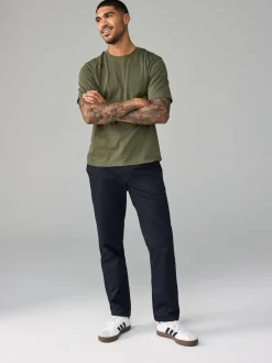 Next Green Khaki Regular Fit Essential Crew Neck Cotton T-Shirt Discount