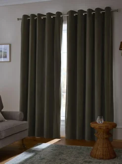 Next Green Light Olive Matte Velvet Blackout/Thermal Curtains Hot