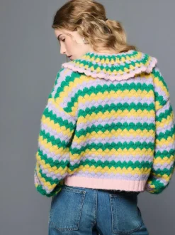 Next Green Multi Patch Hand Crochet Collar Cardigan Clearance