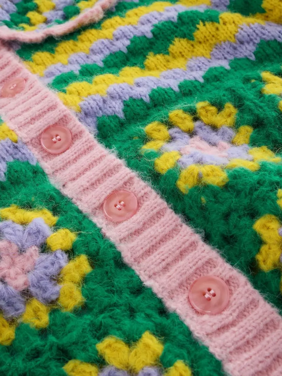 Next Green Multi Patch Hand Crochet Collar Cardigan Clearance