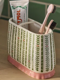 Next Green Pattern Frill Toothbrush Tidy