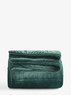 Next Green Quilted Lustre Velvet Bedspread Outlet