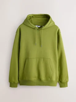 Next Green Regular Fit Heavyweight Cotton Rich Jersey Hoodie Sale