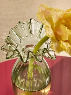 Next Green Ruffle Ribbed Glass Bud Vase Clearance