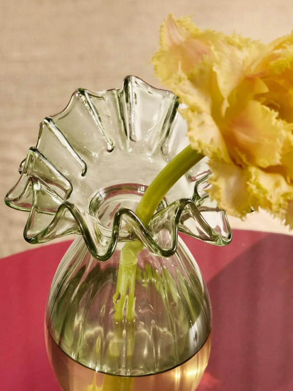 Next Green Ruffle Ribbed Glass Bud Vase Clearance