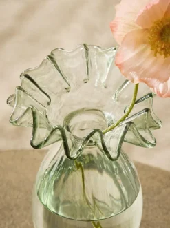 Next Green Ruffle Ribbed Glass Bud Vase Clearance