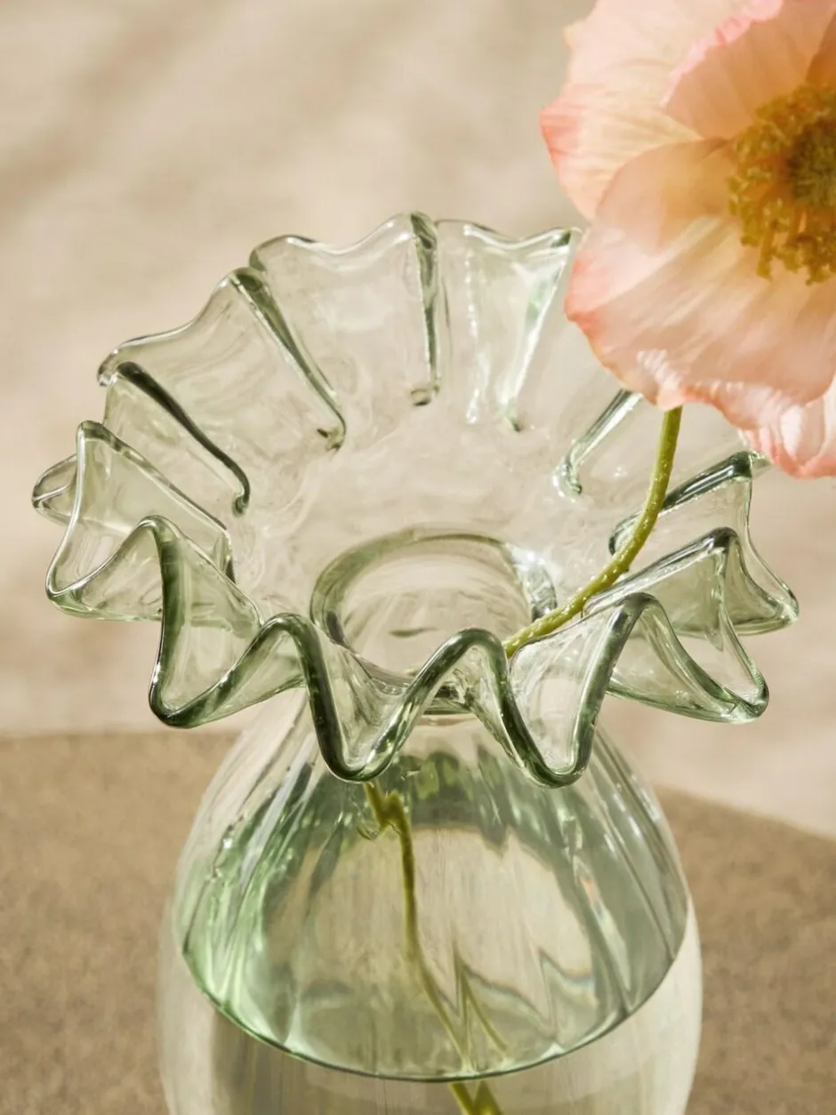 Next Green Ruffle Ribbed Glass Bud Vase Clearance