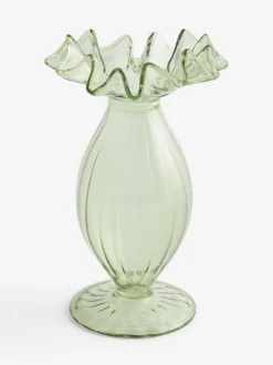 Next Green Ruffle Ribbed Glass Bud Vase Clearance