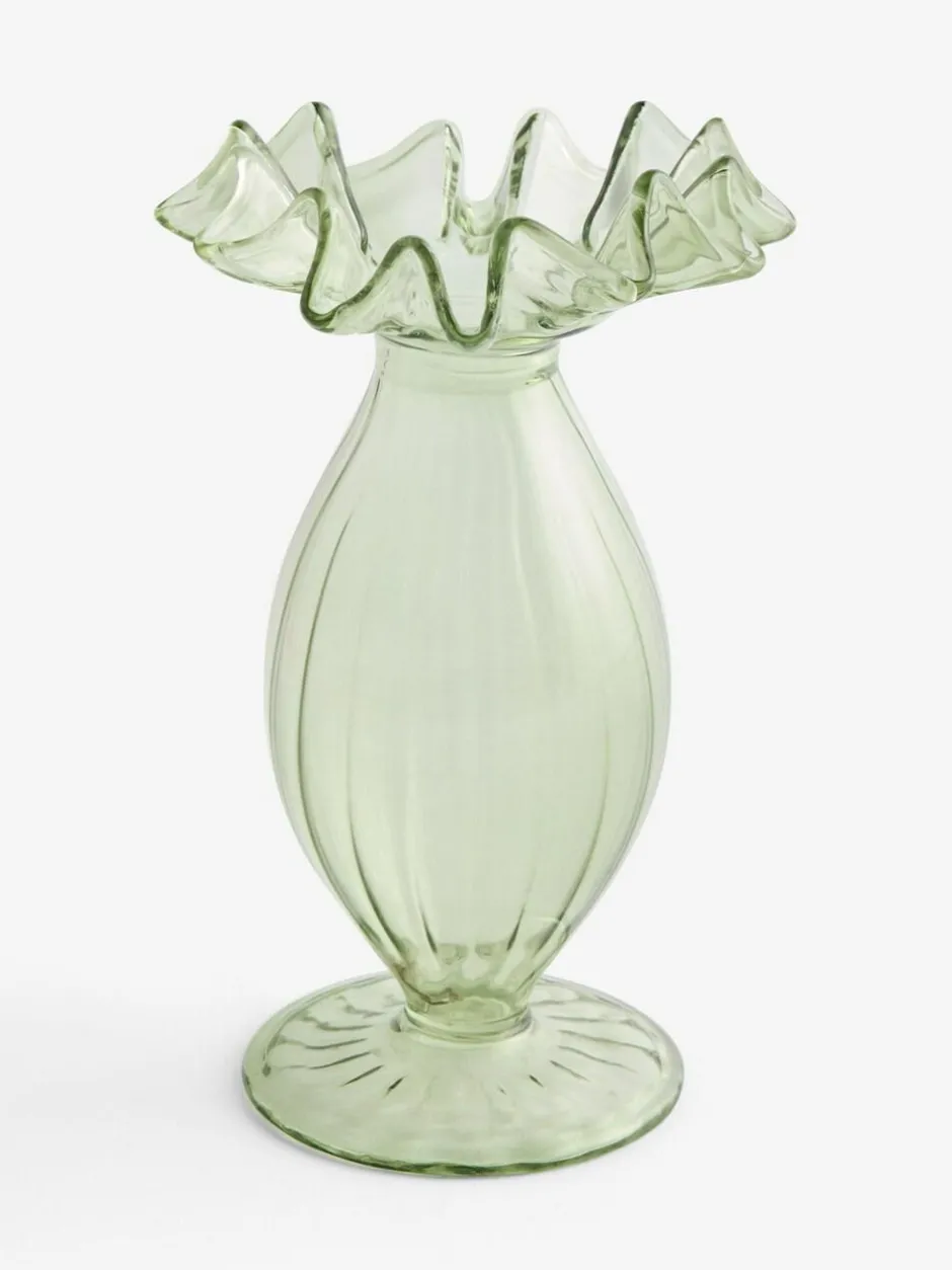 Next Green Ruffle Ribbed Glass Bud Vase Clearance