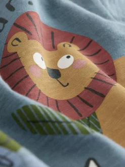 Next Short Sleeve Appliqué T-Shirts 3 Pack (3mths-7yrs) Green Safari Animals Sale