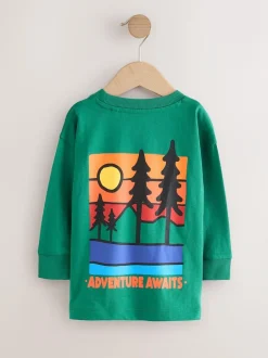 Next Green Scene Long Sleeve Back Print T-Shirt (3mths-8yrs) Online