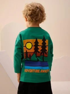 Next Green Scene Long Sleeve Back Print T-Shirt (3mths-8yrs) Online