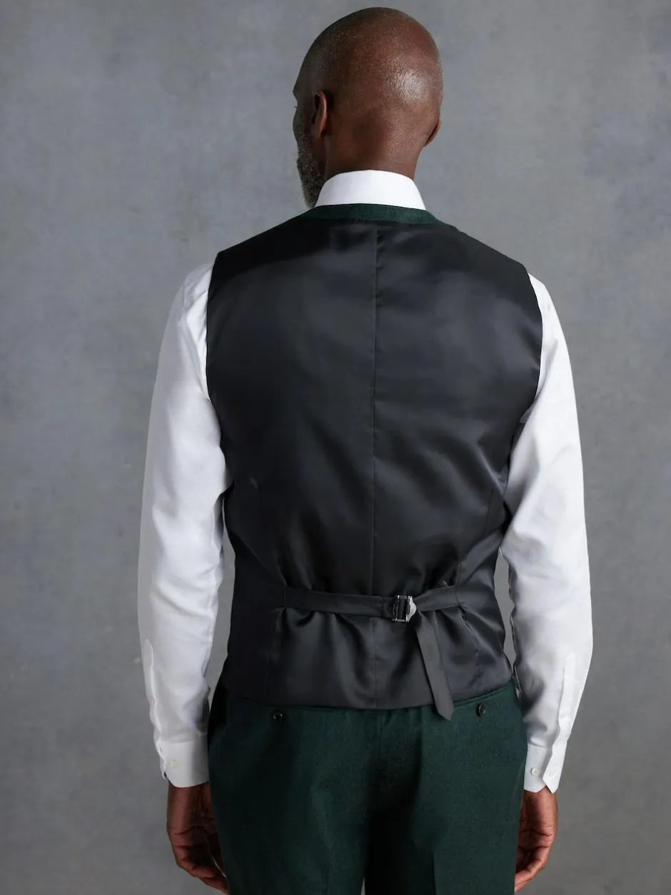 Next Signature Zignone Italian Wool Cashmere Blend Flannel Suit Waistcoat Green