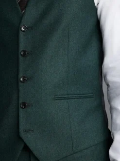 Next Signature Zignone Italian Wool Cashmere Blend Flannel Suit Waistcoat Green