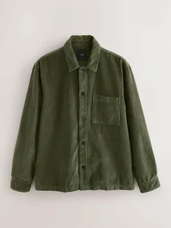 Next Single pocket Corduroy Shacket Overshirt Green Online