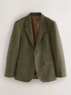 Next Slim Fit Herringbone Wool Blend Suit Jacket Green Discount