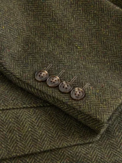 Next Slim Fit Herringbone Wool Blend Suit Jacket Green Discount