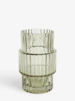 Next Small Ribbed Glass Vase Green