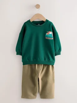 Next Sweatshirt and Utility Joggers Set (3mths-7yrs) Green Discount