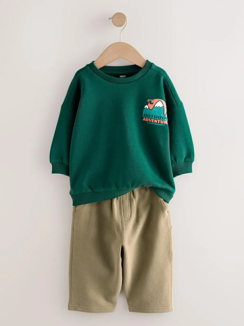 Next Sweatshirt and Utility Joggers Set (3mths-7yrs) Green Discount