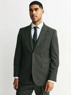 Next Tailored Fit Merino Wool Blend Suit Jacket Green Outlet