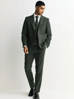 Next Tailored Fit Merino Wool Blend Suit Jacket Green Outlet