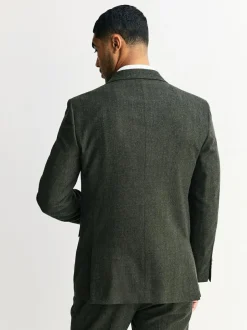Next Tailored Fit Merino Wool Blend Suit Jacket Green Outlet