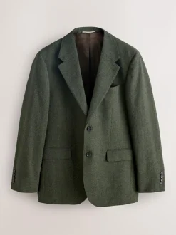 Next Tailored Fit Merino Wool Blend Suit Jacket Green Outlet