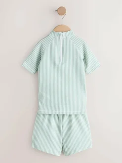 Next Textured Rash Vest and Swim Shorts Set (3mths-7yrs) Green Sale