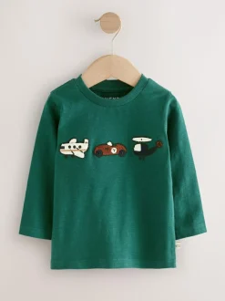 Next Green Transport Long Sleeve Appliqué T-Shirt (3mths-7yrs)