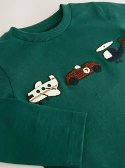 Next Green Transport Long Sleeve Appliqué T-Shirt (3mths-7yrs)