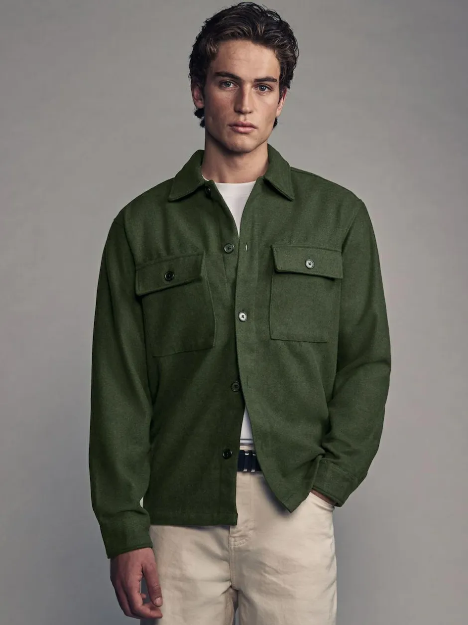 Next Twin Pocket Shacket Overshirt with Wool Green Clearance